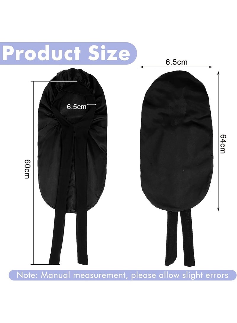 CLENEA Satin Silk Bonnet Large Night Wrap Sleep Shower Cap with Adjustable Tie Band Extra Hair Bonnet Silky Sleep Cap for Black Women Men Long Curly Natural Hair Braids Head Scarf - Image 2